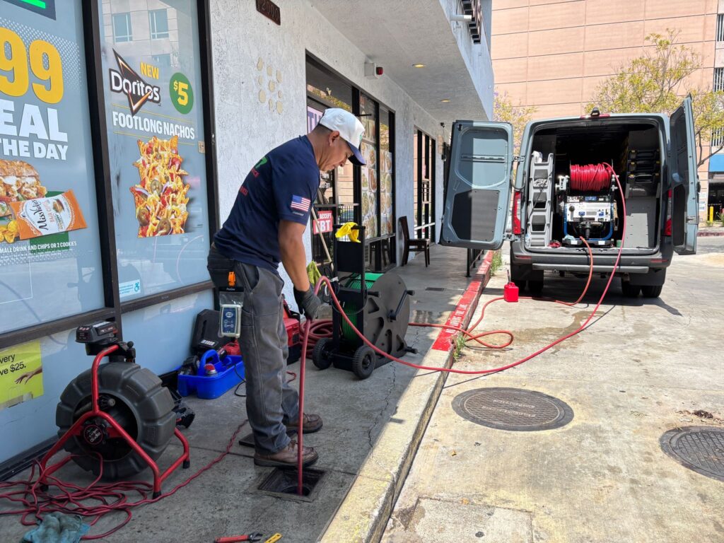 Rejuvenated a cast iron pipe with a robotic machine and a high-pressure water jetting system in Los Angeles, CA