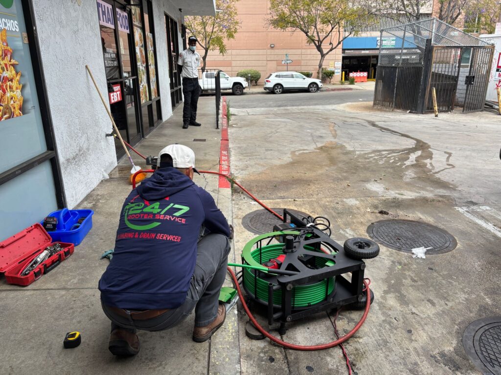 Rejuvenated a cast iron pipe with a robotic machine and a high-pressure water jetting system in Los Angeles, CA