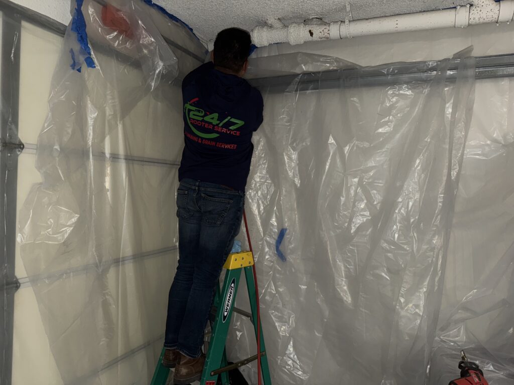 Drain Cleaning through overhead clean out at 4724 La Villa Marina Marina del Rey, CA 90292