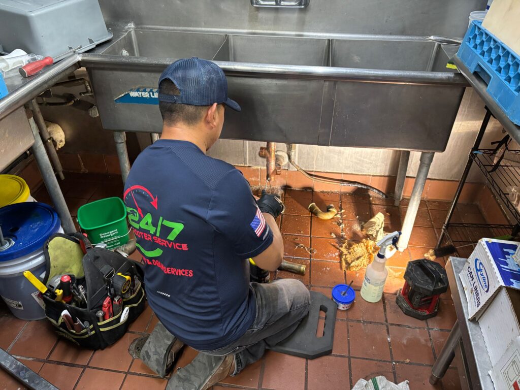 Our professional technicians successful replacing the leaking of the three compartment Restaurant sink With a copper material. Los Angeles, CA